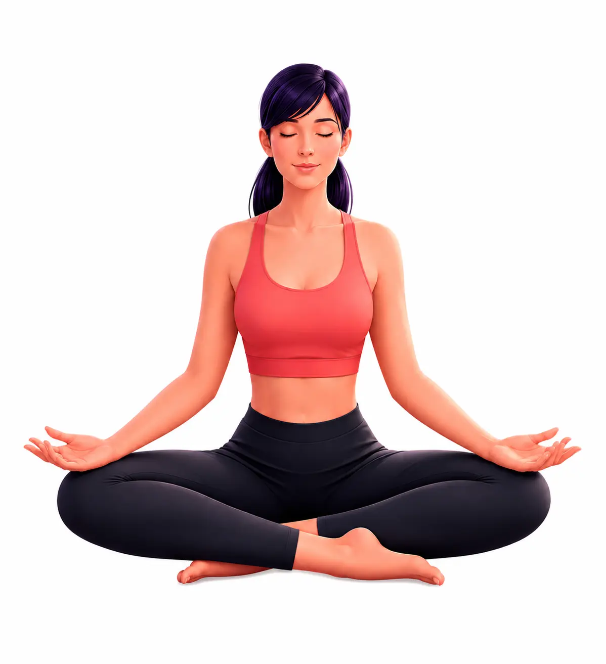 Peaceful 3D yoga instructor with eyes closed